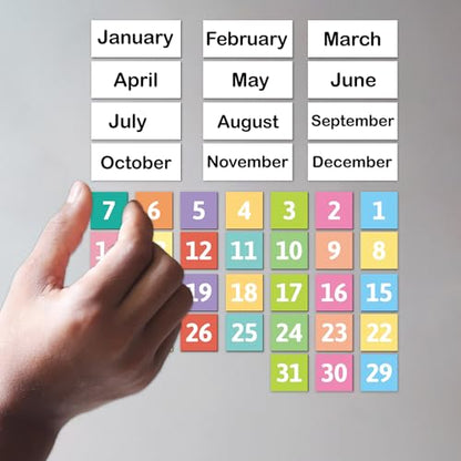 Magnetic Calendar Numbers Double-Sided Month Week Day Holiday Magnets Labels for Home Holiday School Office Kitchen Refrigerator Whiteboard Dry Erase Boards Classroom Teacher Supplies