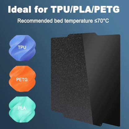 266x293mm Black PEI Build Plate for Flashforge Creator 5/5 Pro, Double-Sided Smooth PEI+Textured PEI Spring Steel Sheet Heat Bed with Strong Adhesion & Easy Part Removal - size: 266x293mm