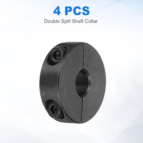 uxcell 4pcs Double Split Shaft Collars 8mm Bore, Two-Piece Clamping Collar 25mm OD 8mm Thickness Carbon Steel Lock Collar Clamp with Set Screws (Black Oxide) - size: 8mm x 25mm x 8mm
