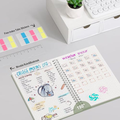 AHGXG Spiral Graph Paper Notebook, 160 Pages, A5 (5.7" x 8.3") - color: Sage Green, style: A5-Graph