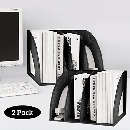 Marte Vanci 2 Pcs Magazine File Holder Book Desktop Organizer Plastic Storage Sturdy Vertical 3 Section Folder (Black) - color: 2 Pcs Black 3 Section