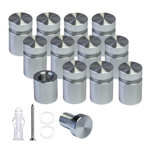 Pack of 12 Aluminum Standoff Screws Wall Sign Standoff Mounting Hardware Standoff Mounts for Acrylic Picture Frame (12, Silver, 1/2" x 1/2") - color: Silver, size: 1/2" x 1/2"