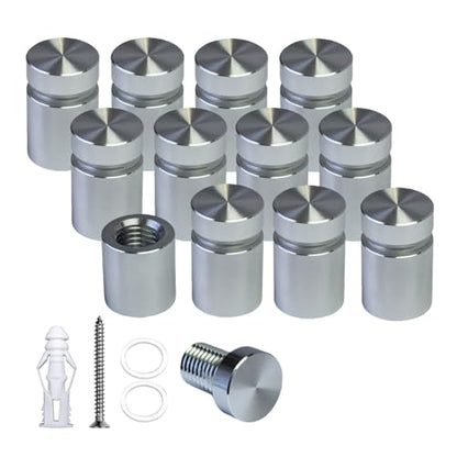 Pack of 12 Aluminum Standoff Screws Wall Sign Standoff Mounting Hardware Standoff Mounts for Acrylic Picture Frame (12, Silver, 1/2" x 1/2") - color: Silver, size: 1/2" x 1/2"