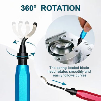 2 Pack Deburring Tool Set + 12 BS1010 Steel Blades, 3D Printing Deburring Tools, Suitable for Metal, Resin, Copper, Plastic, PVC Pipes, and 3D Printed Edge Deburring Reamers