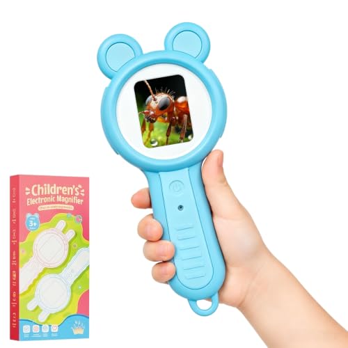 Kids Microscope Autofocus Magnifier STEM Gifts Toys for Ages 4-12 - color: Blue-panda ear