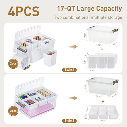 Citylife 17QT 4Packs Clear Craft Organizers and Storage Bins with Lids - size: 17 Qt- 4 Pack- W