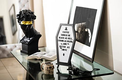 Nomnu Coffin Letter Board, White Goth Decor w/Bat Stickers, Spooky Emojis - color: White