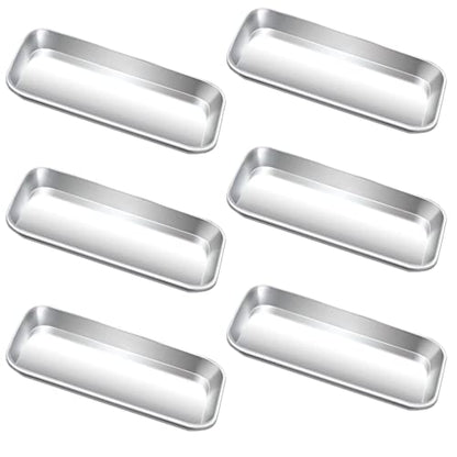 Yzurbu 6pcs Metal Tray, Stainless Steel Small Tray for Tattoo, Resin, Bathroom, Lab Instrument Supplies - size: 6pcs