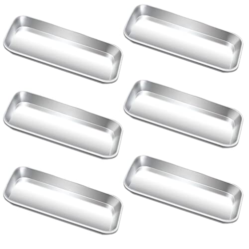 Yzurbu 6pcs Metal Tray, Stainless Steel Small Tray for Tattoo, Resin, Bathroom, Lab Instrument Supplies - size: 6pcs