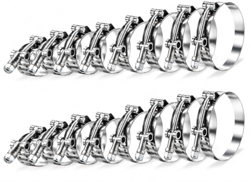 18 Pack 9 Size T Bolt Hose Clamps Assortment 1-3/16-3 Inch 34-91mm, Stainless Steel Heavy Duty Clamp Kit for Car Diesel Truck ATV Marine Turbo Intercooler Radiator - size: 18Pcs-9Size