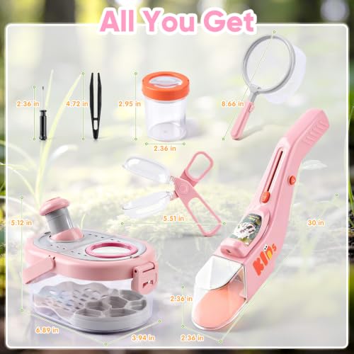 Bug Catcher for Kids with Light and Insect Habitat Outdoor Exploration Toys - color: Pink