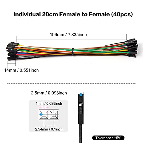 Chanzon 40pcs 20cm Female to Female Header Jumper Wire Dupont Cable Line - color: (3) Female to Female (40pcs), size: 20CM