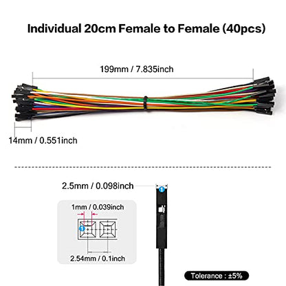 Chanzon 40pcs 20cm Female to Female Header Jumper Wire Dupont Cable Line - color: (3) Female to Female (40pcs), size: 20CM