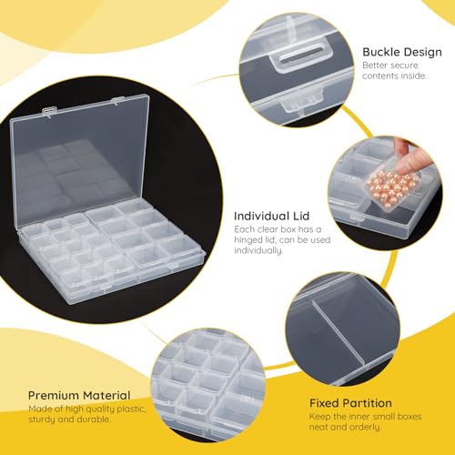 Segbeauty Bead Organizer, 23 Grid Clear Organizing Containers with Lids, 2 Packs Plastic Storage Box Craft Organizers and Storage Portable Jewelry Beading Small Parts Organizer Seed Holder Container - size: 23 Count (Pack of 2)