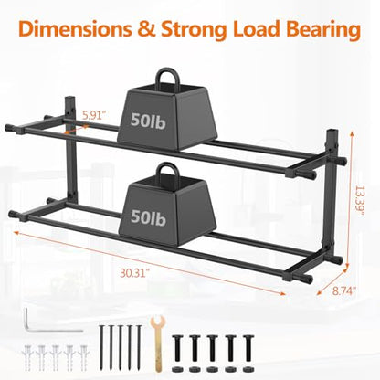 3D Printer Filament Storage Rack Wall Mount, Foldable Heavy Duty Metal Shelving with Adjustable Hole Spacing for TPU/ABS/Nylon Filament Rack, 3D Printer Accessories for Studios, Workshops 2 Pack