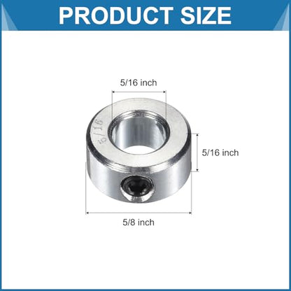 uxcell 6pcs Set Screw Collars 5/16" Bore, Zinc Plated Carbon Steel Shaft Collars, 5/8" OD, 5/16" Width Lock Axle Collar Clamp (Hollow Style, Lightweight) - size: 5/16" Borex5/8" ODx5/16" Width