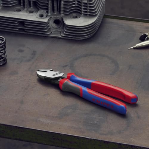 KNIPEX Tools - High Leverage Angled Diagonal Cutters, 12 Degree Angled, Multi-Component (7422200SBA), 8 inches