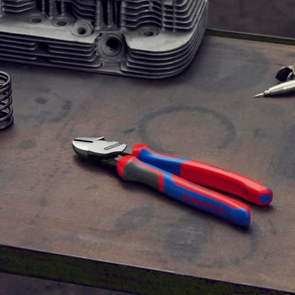 KNIPEX Tools - High Leverage Angled Diagonal Cutters, 12 Degree Angled, Multi-Component (7422200SBA), 8 inches