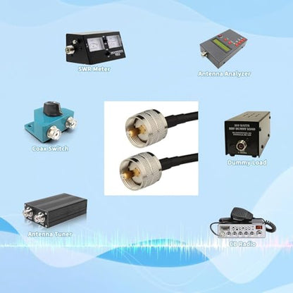 Superbat CB Coax Cable PL259 RG58 Cable 3ft +3pcs SMA BNC SO239 Adapter - size: 3 ft