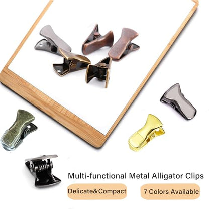 35 Pack Mini Metal Alligator Clips for Crafts Non-Slip Silicone-Coated Retro DIY Badge Small Clips (Glossy Rose Gold) - color: Glossy Rose Gold