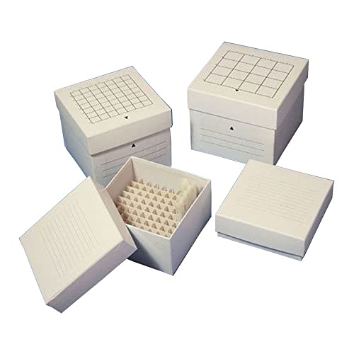 Globe Scientific 3098-1 Cardboard Storage Box for 15mL Centrifuge Tubes, 49 Place, 7x7 Format, 134mm Length, 134mm Width, 115mm Height