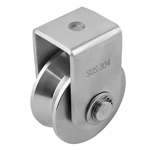 Pulley Block V Type 304 Stainless Steel Pulley Roller Duplex Bearing Super-Silent Detachable 360 Degree Rotation Heavy Duty Grooved Wheel 1-Pack - size: V Type Slot Pulleys 3.582in