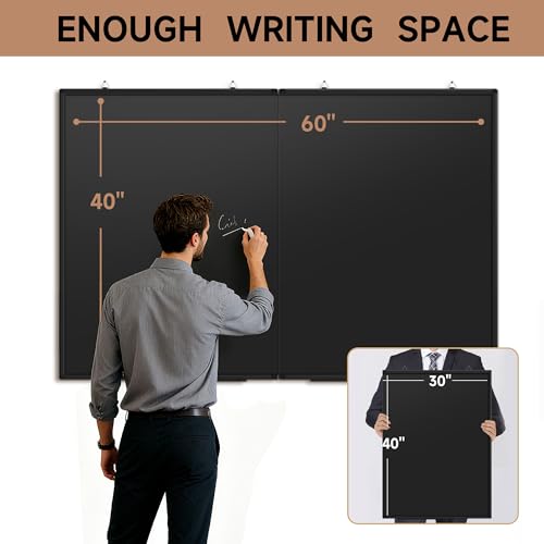 SELEAD Folding Magnetic Chalkboard 60 x 40 Inches - Black Aluminum Frame - size: 60"W x 40"H (single-sided)