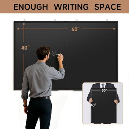 SELEAD Folding Magnetic Chalkboard 60 x 40 Inches - Black Aluminum Frame - size: 60"W x 40"H (single-sided)