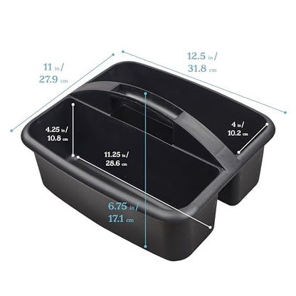 ECR4Kids 2-Compartment Large Storage Caddy Organizer, 6-Pack, Black - color: Black