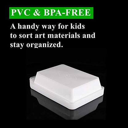 Yopay 15 Pack Plastic Art Tray for Classroom, White Craft Trays for Kids, Paper Organizer Bins, Activity Organizer Serving Tray for DIY Projects, Painting, Beads, Slime Sensory Toys