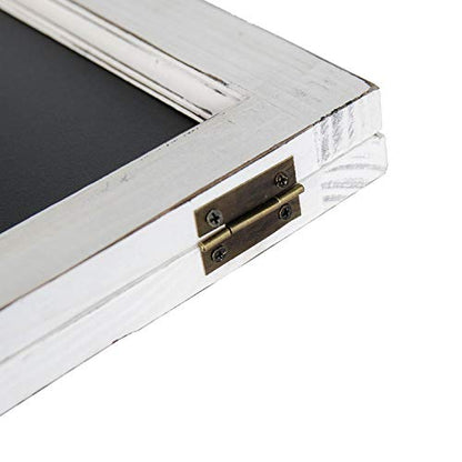15 inch Mini Tabletop Wooden A-Frame Double-Sided Slate Chalkboard Sign Easel for Business (White) - color: White