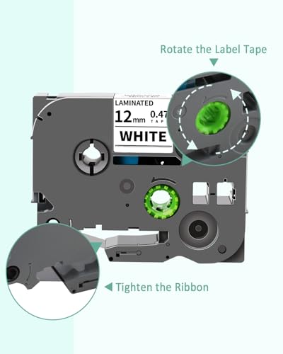 6-Pack Compatible for Brother Label Maker Tape 12mm 0.47" Multi Color - color: Black on Clear/White/Red/Blue/Yellow/Green, size: 0.47 inch (12mm)