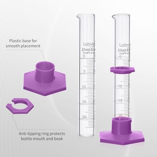 4pcs Graduated Cylinder and Brush Set,10ml 25ml 50ml 100ml, LVE002 - color: glass cylinders
