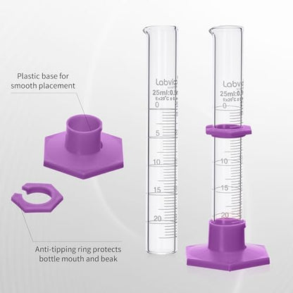 4pcs Graduated Cylinder and Brush Set,10ml 25ml 50ml 100ml, LVE002 - color: glass cylinders