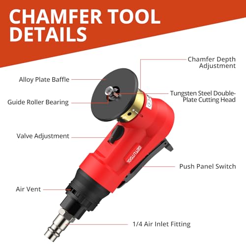GETLITOOL Pneumatic Chamfering Tool 30000 RPM with 12C & 10R-Angle Blade - color: Red