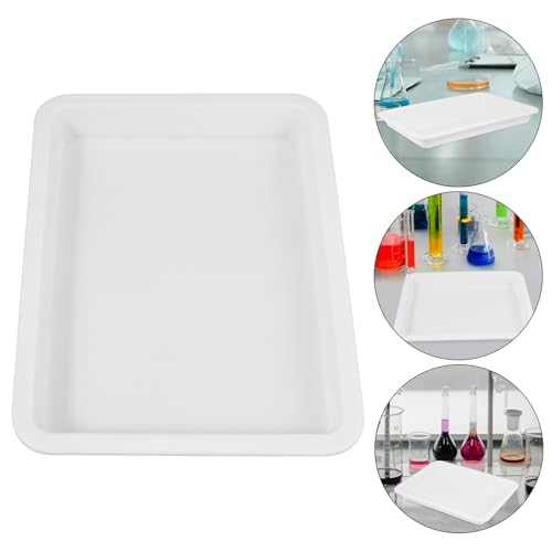 White Lab Tray Plastic 2.5cm Use Tray for Experiments - size: 24.60X18.50X2.70CM