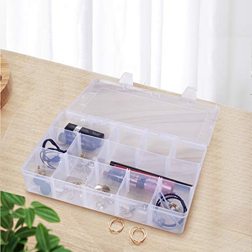 Gospire 15 Large Grids Clear Plastic Box Organizer with Removable Dividers - color: Clear-15 Grids