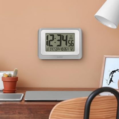 La Crosse Technology 513-88907-INT Digital Atomic Clock with Temperature - Cool Gray/Silver - color: Cool Gray, size: Large