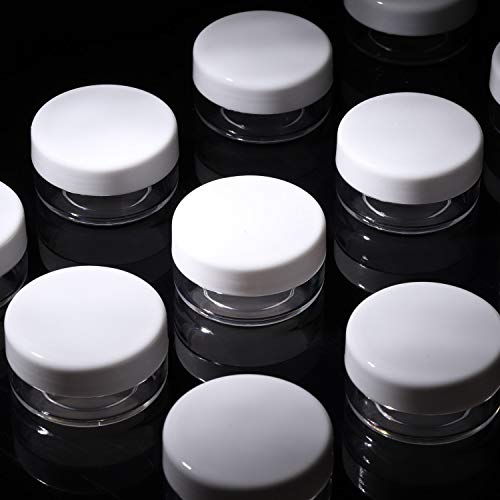 100 Count Mini Makeup Sample Containers with Lids 10g Plastic Cosmetic Containers Refillable Traveling Jars for Skin Care Products - White - color: White, size: 10g (100 Count)
