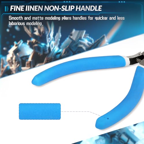 Model Nippers, mshandto 4.4" Thin Single Blade Sprue Cutter Hobby Nippers, Gundam Model Tools for Cutting Thin Plastic, Beginner Trimming, Picking Up Pieces, with Protective Cover & Replacement Spring - style: Classic (Blue)