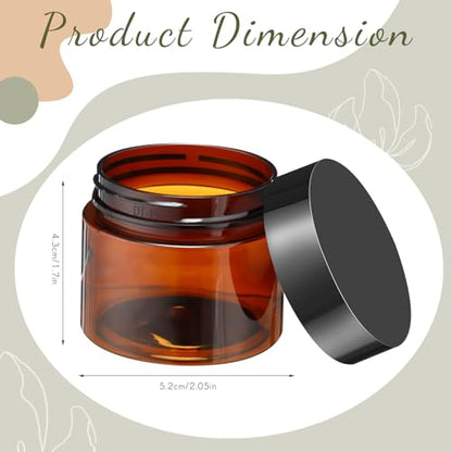 Patelai 4 Pcs Plastic Jars with Lids, Amber, 2 oz, Wide Mouth - color: Amber, size: 2 oz