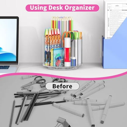Small Pencil Organizer for Desk Acrylic Art Organizer Clear 4 Compartments - size: Medium no handle