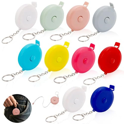 JEPELUS 10Pcs Tape Measure Body Measuring Tape Retractable with Keychains