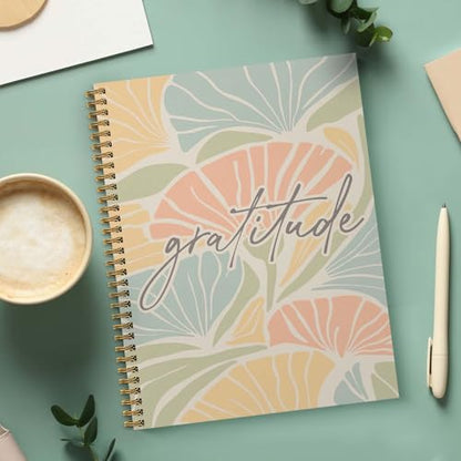 Floral Gratitude Spiral Notebook / 8.5" x 11" Journal / 120 College Ruled Pages/Durable Gloss Laminated Softcover/Gold Wire-o Spiral Binding/Made in the USA - color: Gratitude