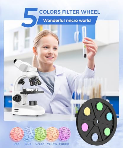 PalliPartners Compound Binocular Microscope for Adults, Professionals&Kids