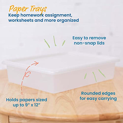 ECR4Kids Letter Size Tray Organizer with Lid, Small, 10-Piece, Clear - color: Clear