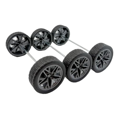 10PCS Toy Wheel Model Car Wheel with 5PCS Round Rod Shaft Axles for DIY Model Toy RC Car Truck Robot Building Project (2.5x45mm) - style: 2.5x45mm