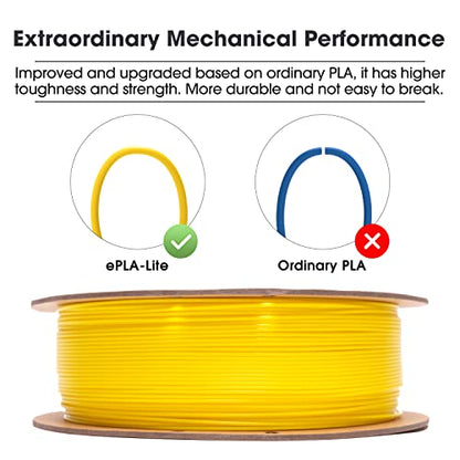 eSUN PLA Filament 1.75mm, High Toughness 3D Printer Filament Upgraded PLA Filament, Dimensional Accuracy +/- 0.03mm, 1KG Cardboard Spool (2.2 LBS) 3D Printing Filament for 3D Printers, Yellow - color: Yellow, size: PLA 1.75MM - 1KG