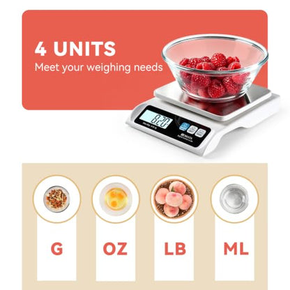 BOMATA 13lb/0.1g Precision Digital Food Scale for Kitchen, Grams and Ounces - color: White Non-rechargeable