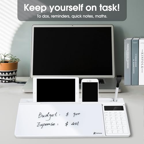 Varhomax Glass Desk Whiteboard with Calculator - color: Calculator-white
